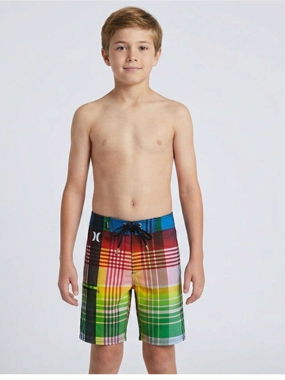 Hurley Boys Size 16 Phantom Performance Multi-Plaid Swim Trunks